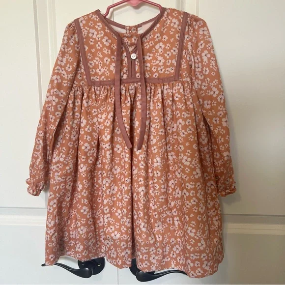 open lace back dress Women's Casual V neck Orange Ditsy Floral Print Fit & Flared Dress –  Cantabil